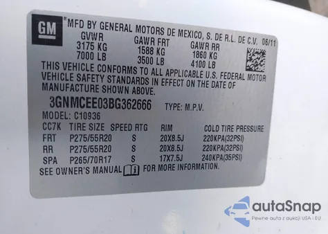 2011 Chevrolet Avalanche 1500 Ls from USA, damaged, VIN 3GNMCEE03BG362666